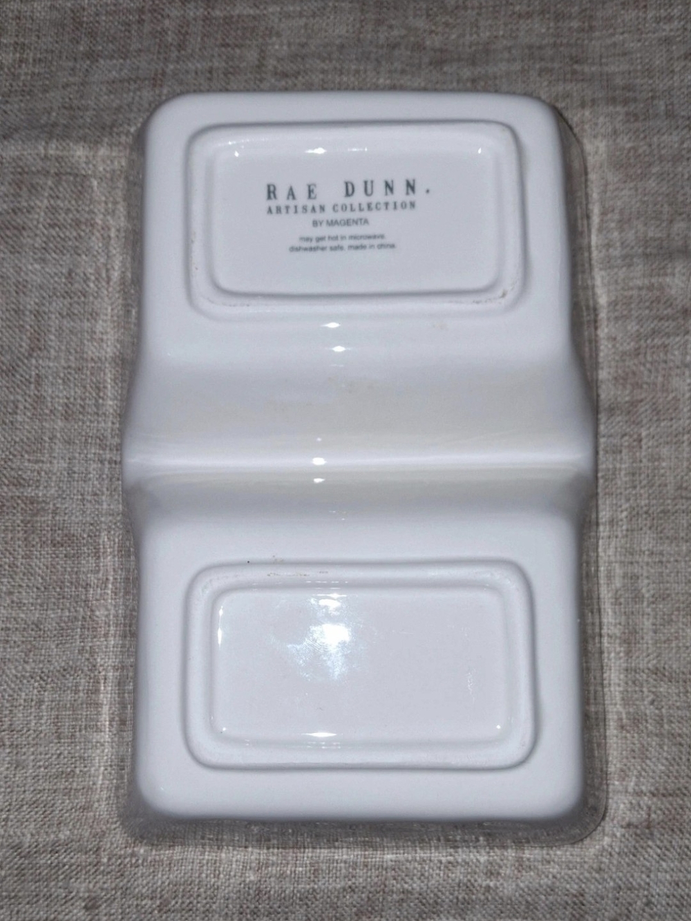 NEW Rae Dunn White 'DIP.' & 'DUNK." Divided Tray - Picture 2 of 4